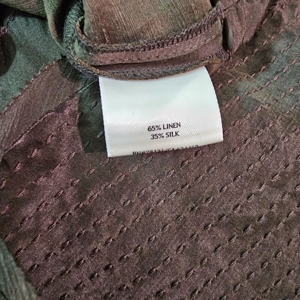 Eileen Fisher Silk/Linen Satin Weave Wonderland A-Line Skirt Sz L Olive Casual - Picture 11 of 14